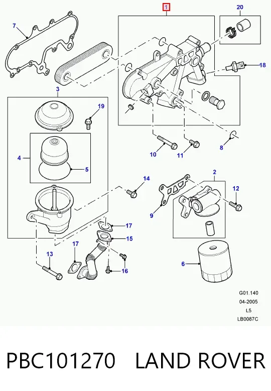 Масляный радиатор PBC101270 Land Rover