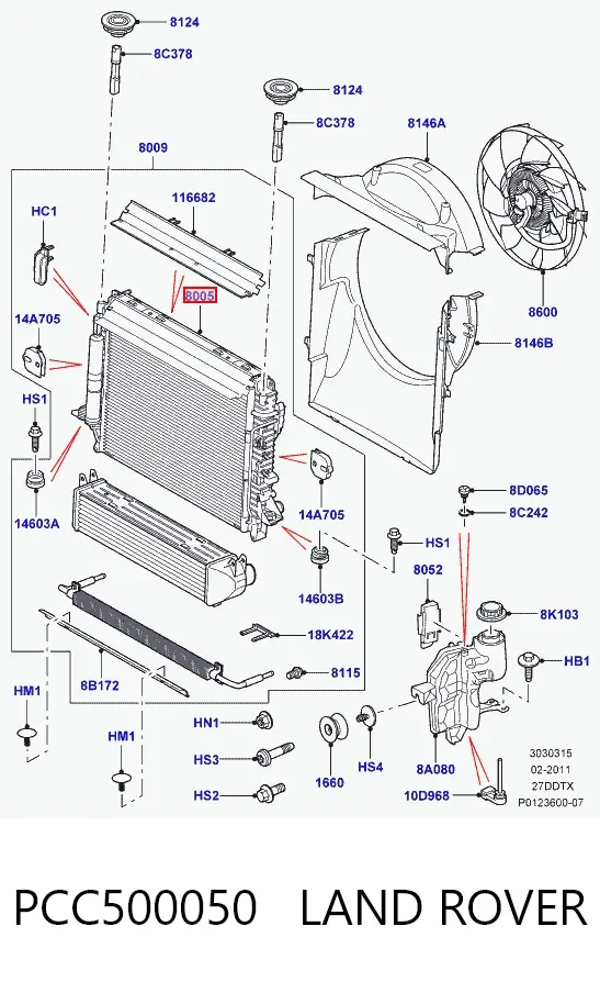 Радиатор PCC500050 Land Rover