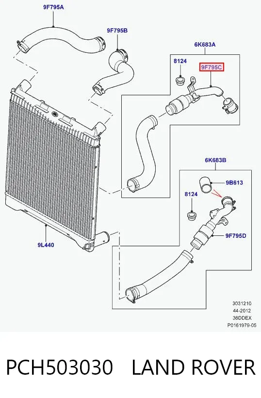 Патрубок интеркулера PCH503030 Land Rover