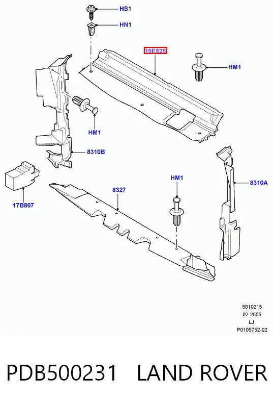 Верхний дефлектор радиатора PDB500231 Land Rover