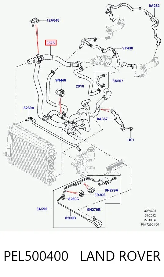 Патрубок системы охлаждения PEL500400 Land Rover