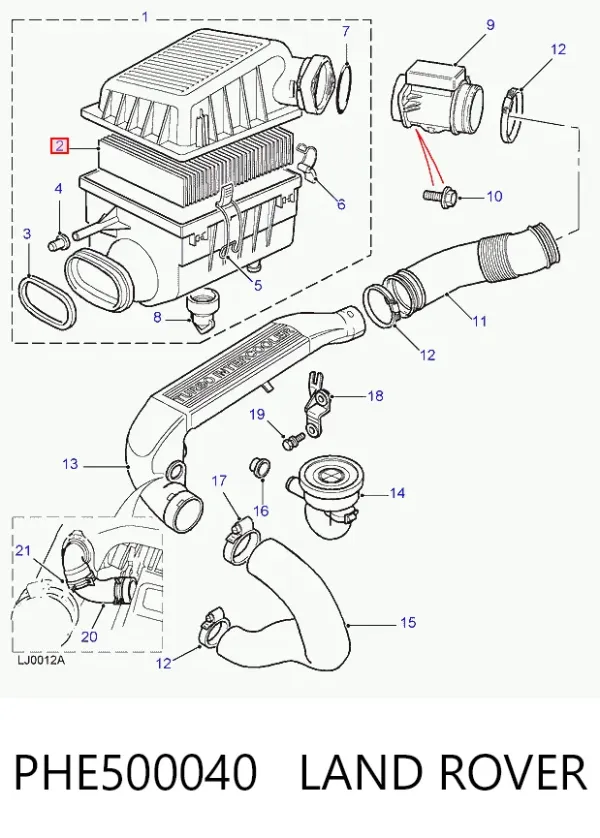 Воздушный фильтр PHE500040 Land Rover