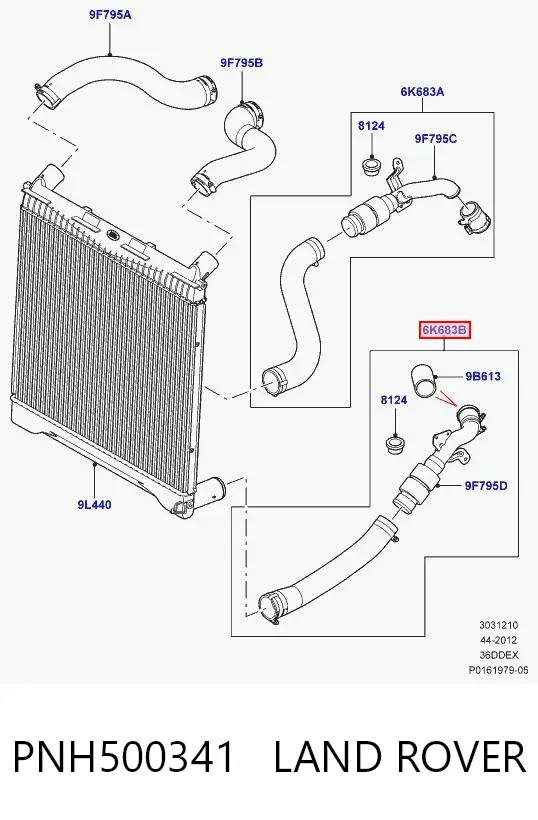Патрубок интеркулера PNH500341 Land Rover