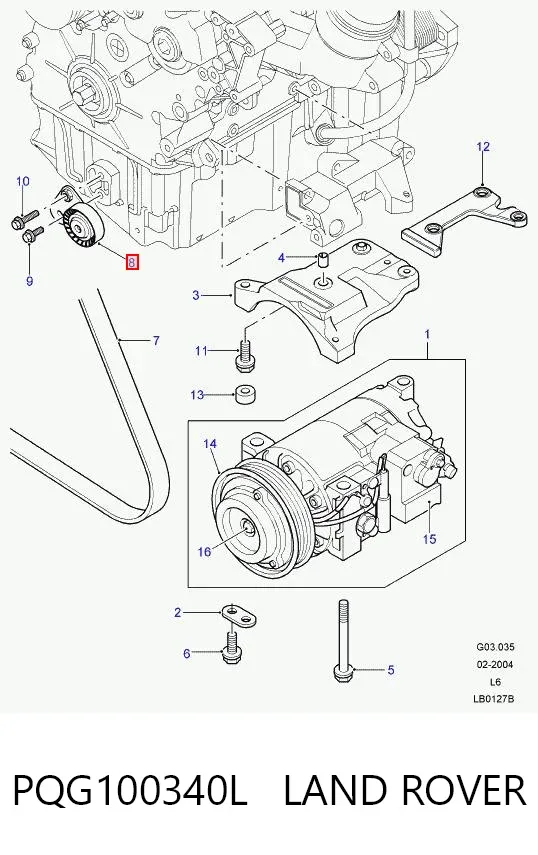 Натяжитель приводного ремня PQG100340L Land Rover