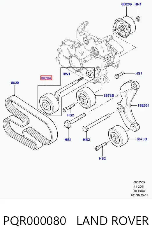 Натяжной ролик PQR000080 Land Rover