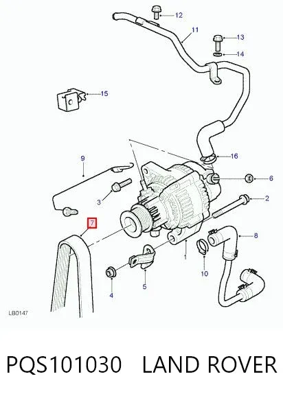 Ремень генератора PQS101030 Land Rover