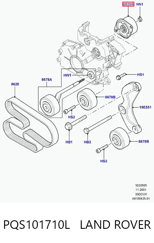 Натяжитель приводного ремня PQS101710L Land Rover