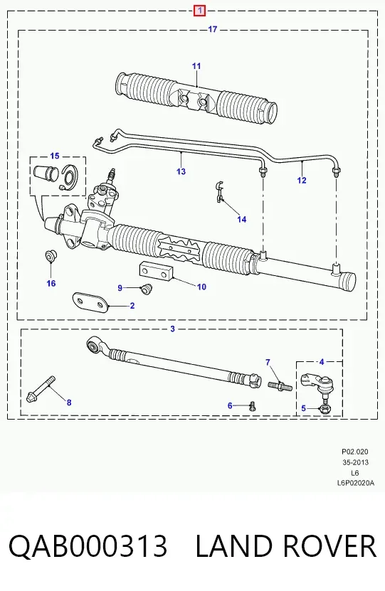 Рулевая рейка QAB000313 Land Rover