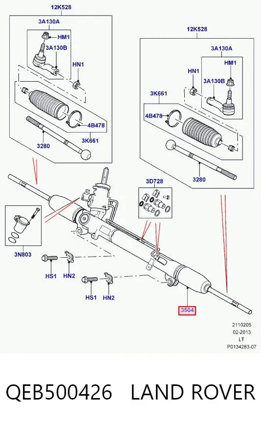Рулевая рейка QEB500426 Land Rover