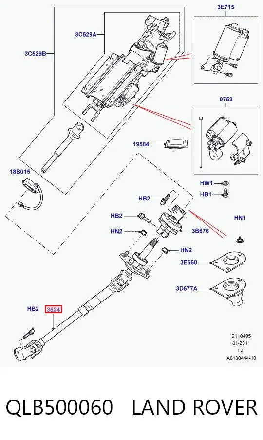 Вал рулевой колонки QLB500060 Land Rover