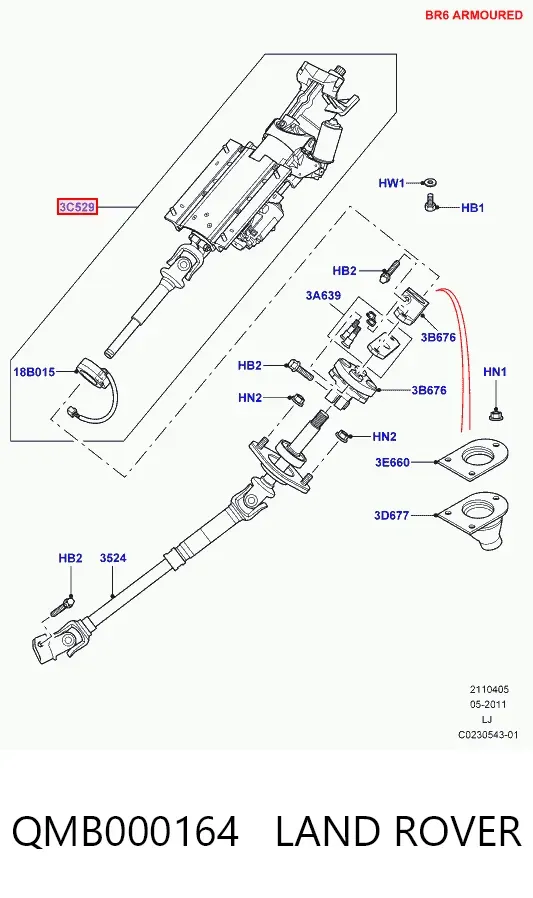 Рулевая колонка QMB000164 Land Rover