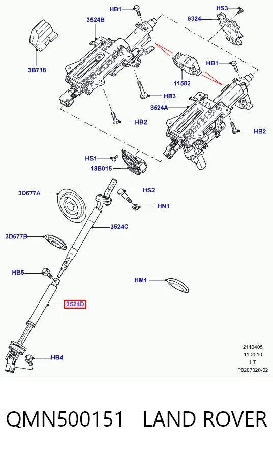 Вал рулевой колонки QMN500151 Land Rover