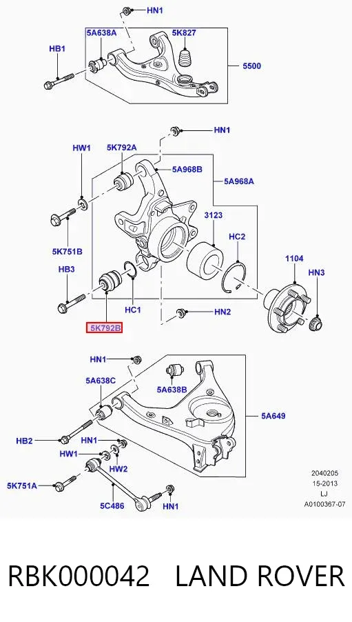 Сайлентблок цапфы задней RBK000042 Land Rover