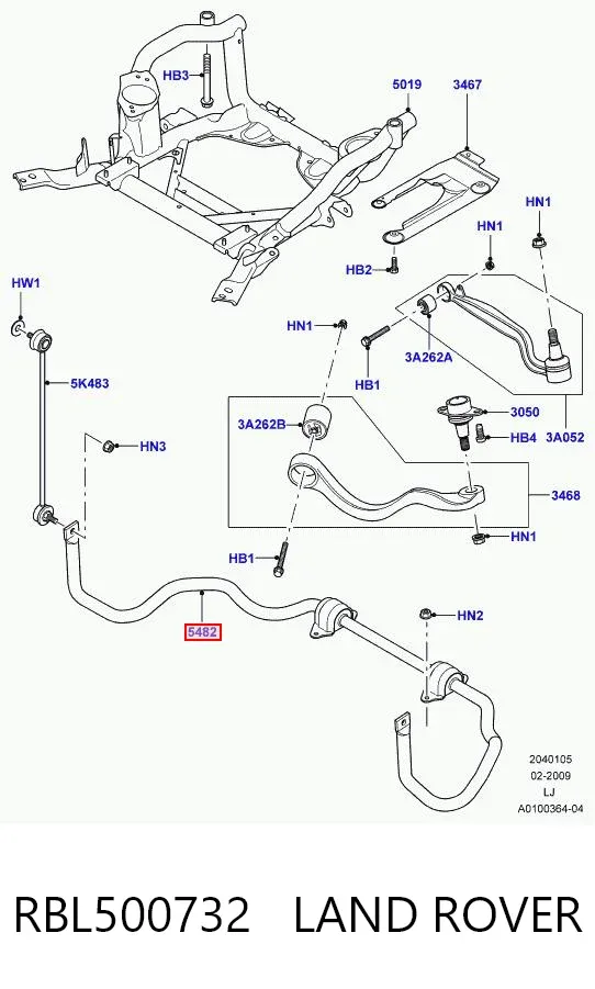 Передний стабилизатор RBL500732 Land Rover