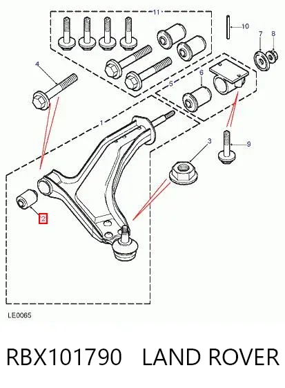 Сайлентблок переднего рычага RBX101790 Land Rover