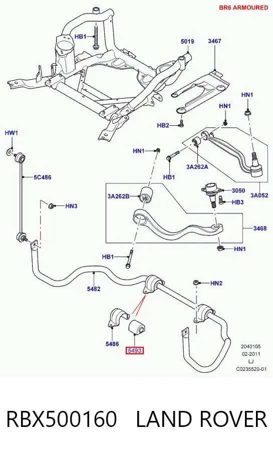 Втулка стабилизатора переднего RBX500160 Land Rover