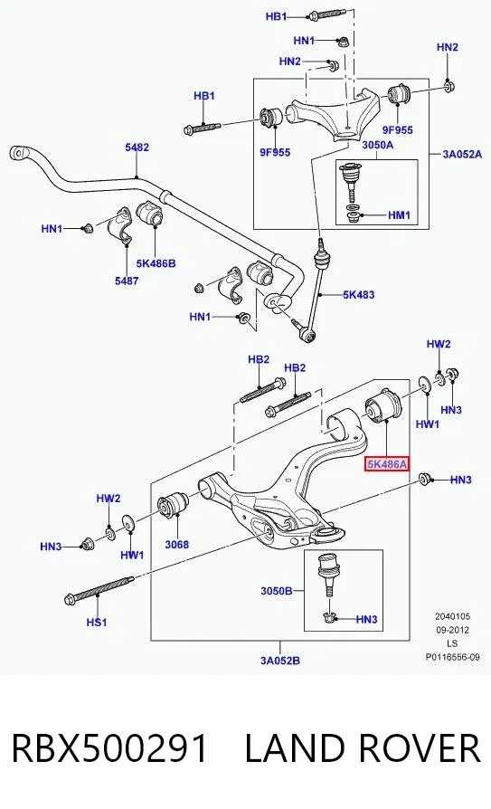 Сайлентблок переднего рычага RBX500291 Land Rover