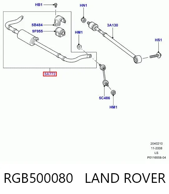 Стабилизатор задний RGB500080 Land Rover
