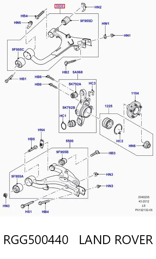 Верхний правый рычаг задней подвески RGG500440 Land Rover