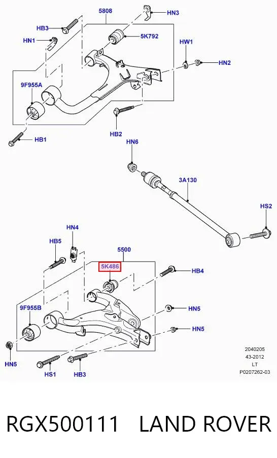 Сайлентблок заднего нижнего рычага RGX500111 Land Rover
