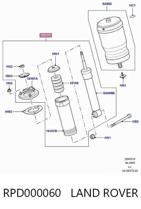 Амортизатор задний RPD000060 Land Rover