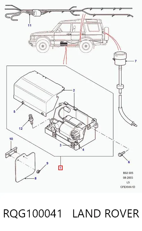 Компрессор пневмоподкачки (амортизаторов) RQG100041 Land Rover