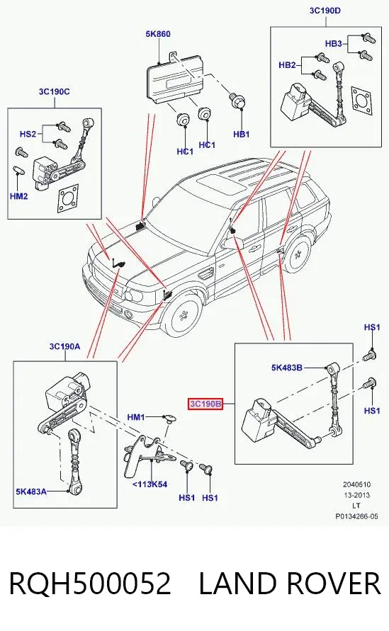 Датчик уровня положения кузова задний левый RQH500052 Land Rover