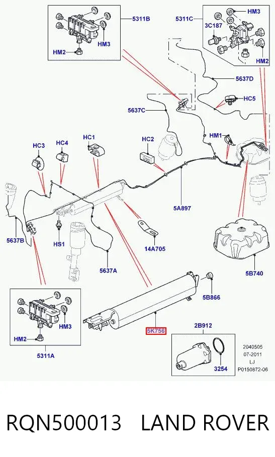Ресивер пневматической системы RQN500013 Land Rover