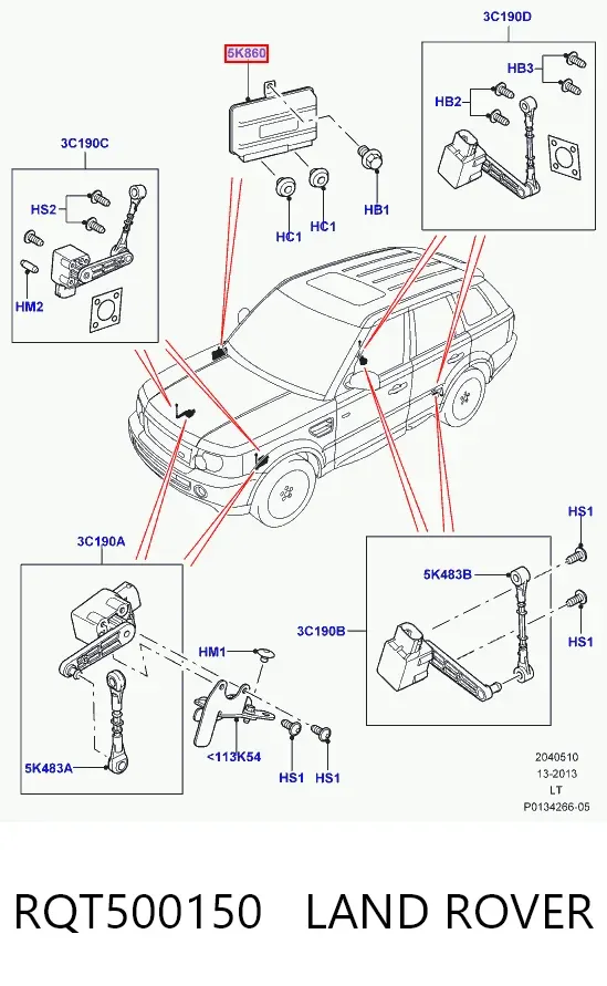 Блок управления пневмоподвеской RQT500150 Land Rover
