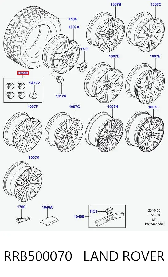 Колесный болт RRB500070 Land Rover