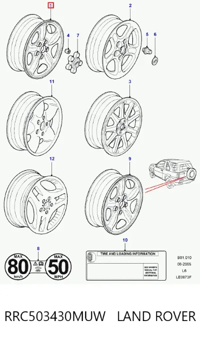 Диски колесные стальные (штампованные) LAND ROVER RRC503430MUW
