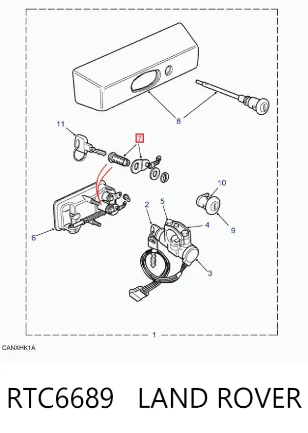 Личинка замка двери передней правой RTC6689 Land Rover