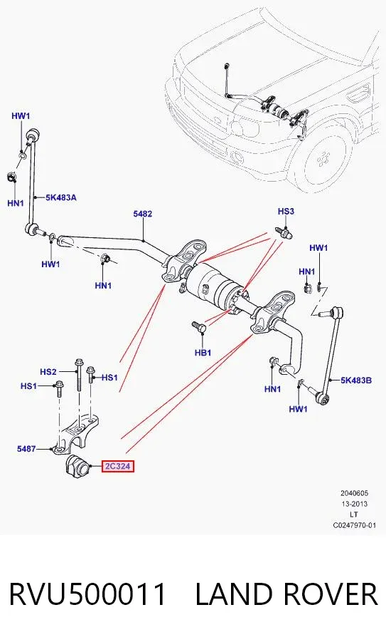 Втулка стабилизатора переднего RVU500011 Land Rover