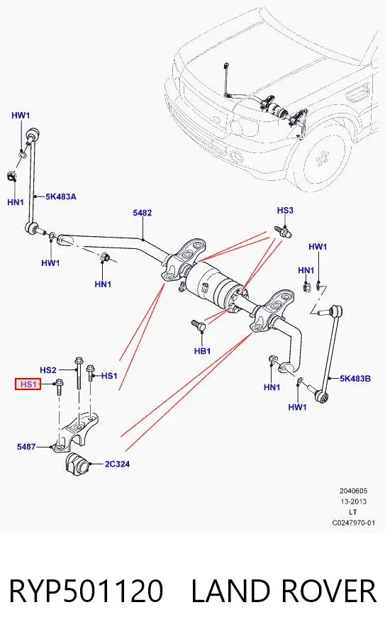 Болт (гайка) крепежа RYP501120 Land Rover