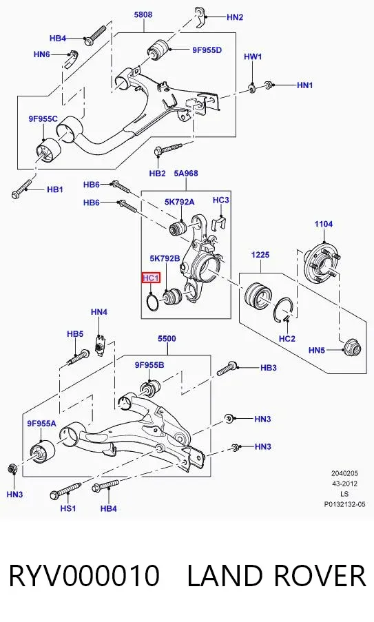 Кольцо стопорное сайлентблока задней цапфы RYV000010 Land Rover