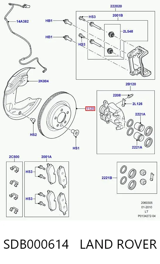 Передние тормозные диски SDB000614 Land Rover