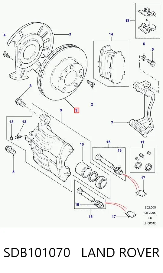 Передние тормозные диски SDB101070 Land Rover