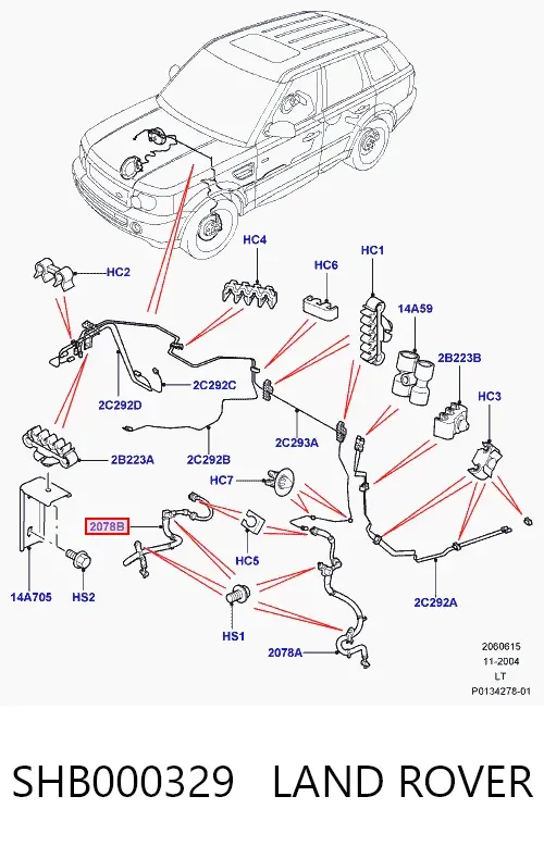 Шланг тормозной передний правый SHB000329 Land Rover