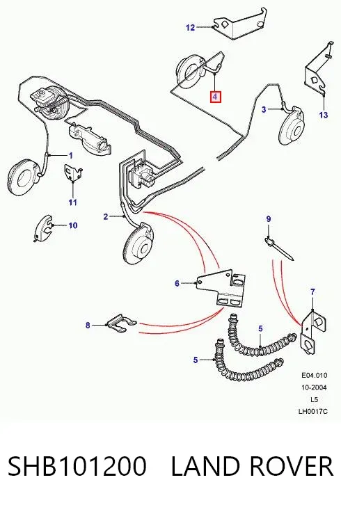 Шланг тормозной задний правый SHB101200 Land Rover