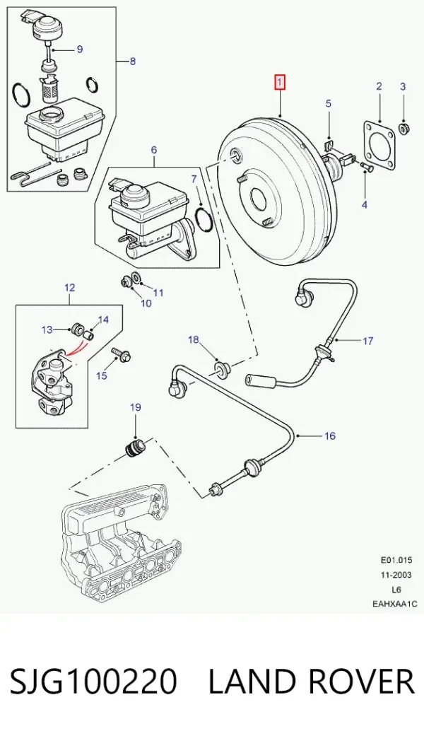 Усилитель тормозов SJG100220 Land Rover