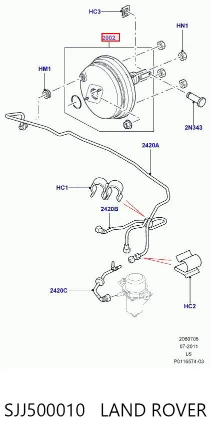 Усилитель тормозов SJJ500010 Land Rover