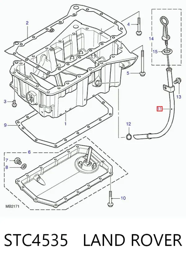 Направляющая индикатора уровня масла в двигателе STC4535 Land Rover