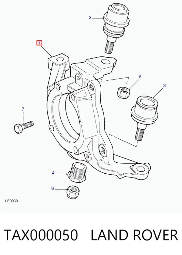 Цапфа передняя левая TAX000050 Land Rover