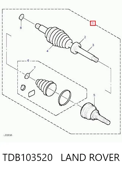 Полуось передняя TDB103520 Land Rover