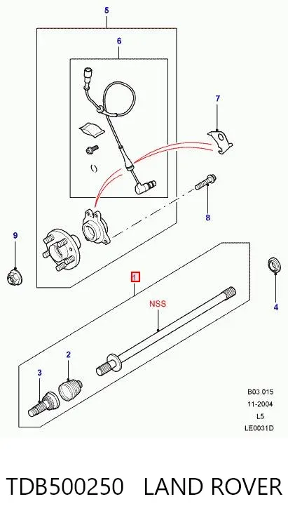 Левая полуось TDB500250 Land Rover