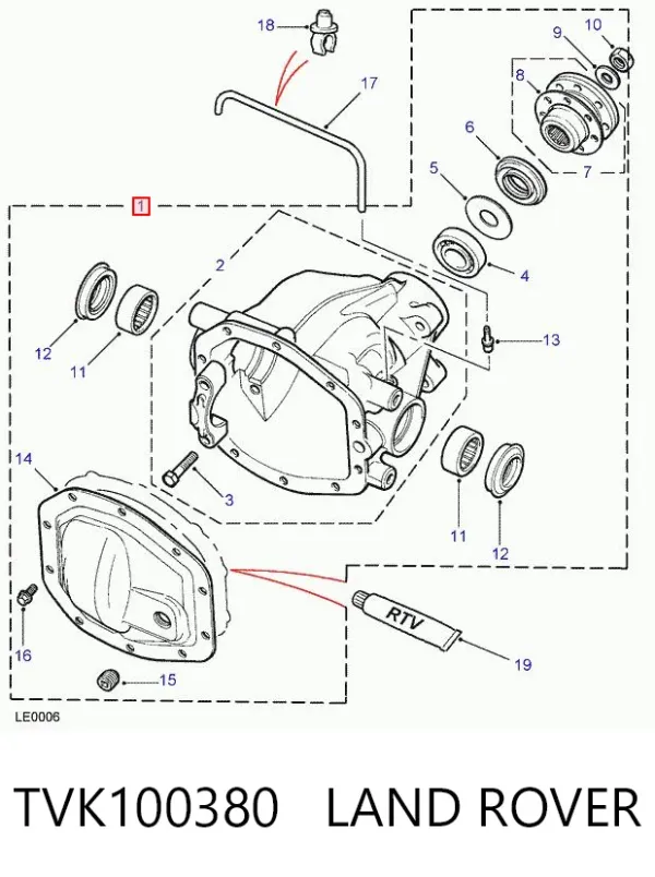 Задний редуктор TVK100380 Land Rover