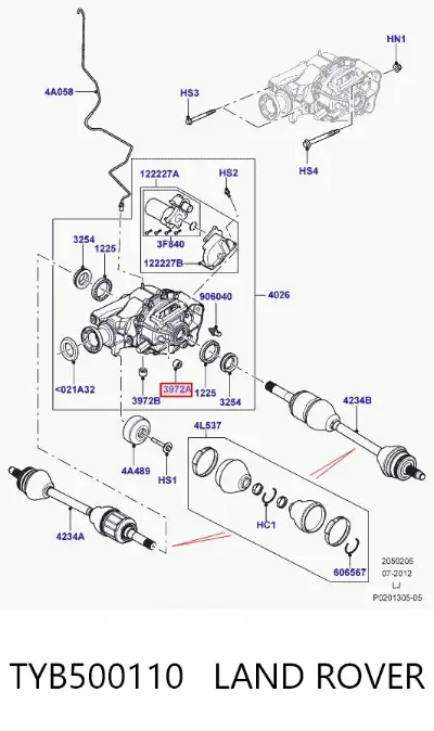 Пробка заливная заднего/переднего моста LAND ROVER TYB500110