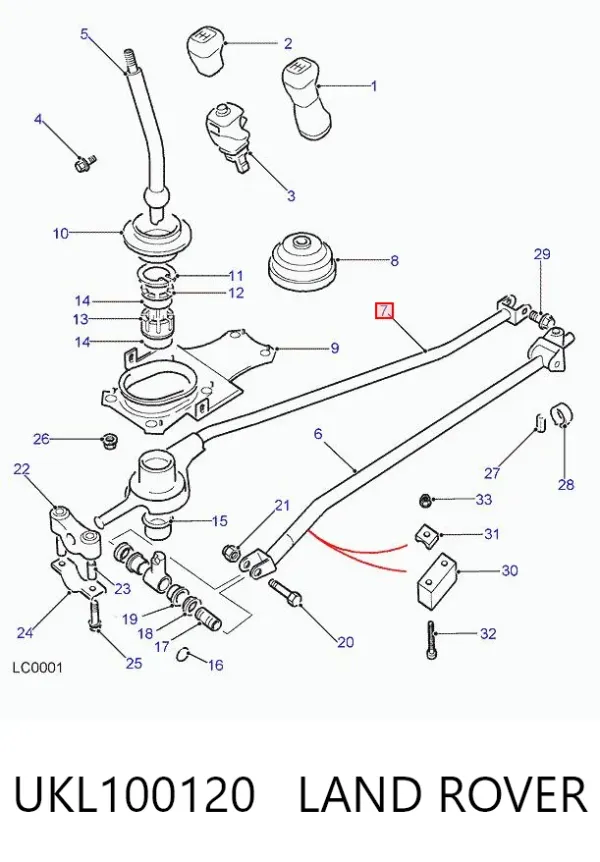 Кулиса переключения передач UKL100120 Land Rover