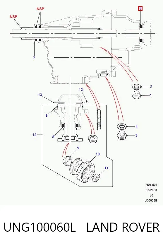Правый сальник полуоси UNG100060L Land Rover
