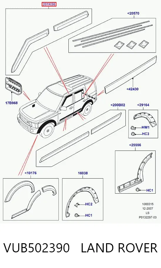 Дефлекторы стекол VUB502390 Land Rover